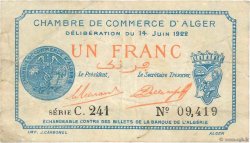 1 Franc FRANCE regionalism and various Alger 1922 JP.137.24 F