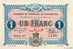 1 Franc FRANCE regionalism and various Constantine 1916 JP.140.10 XF+