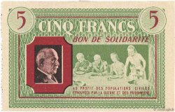 5 Francs BON DE SOLIDARITÉ FRANCE Regionalismus und verschiedenen  1941 KL.05A2 VZ
