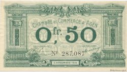 50 Centimes FRANCE regionalism and various Agen 1914 JP.002.01 AU+