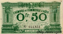 50 Centimes FRANCE regionalism and miscellaneous Agen 1917 JP.002.07 VF - XF