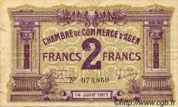 2 Francs FRANCE régionalisme et divers Agen 1917 JP.002.15 TB