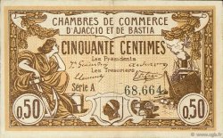 50 Centimes FRANCE regionalism and various Ajaccio et Bastia 1915 JP.003.03 VF - XF