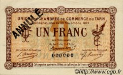 1 Franc Annulé FRANCE regionalism and various Albi - Castres - Mazamet 1914 JP.005.07 VF - XF
