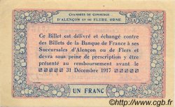 1 Franc FRANCE regionalismo e varie Alencon et Flers 1915 JP.006.04 BB to SPL