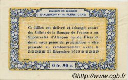 50 Centimes FRANCE regionalism and various Alencon et Flers 1915 JP.006.12 AU+