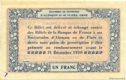 1 Franc FRANCE Regionalismus und verschiedenen Alencon et Flers 1915 JP.006.17 SS to VZ