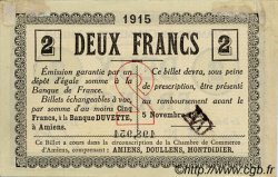 2 Francs FRANCE regionalismo e varie Amiens 1915 JP.007.18 BB to SPL