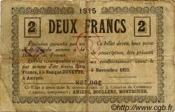 2 Francs FRANCE regionalism and various Amiens 1915 JP.007.25 F
