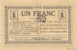1 Franc FRANCE regionalismo e varie Amiens 1915 JP.007.28 AU a FDC
