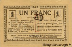 1 Franc FRANCE Regionalismus und verschiedenen Amiens 1915 JP.007.28 SS to VZ