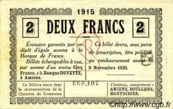 2 Francs FRANCE regionalismo e varie Amiens 1915 JP.007.38 AU a FDC