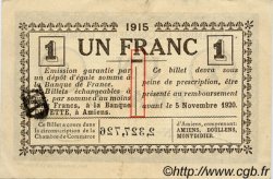 1 Franc FRANCE Regionalismus und verschiedenen Amiens 1915 JP.007.43 SS to VZ