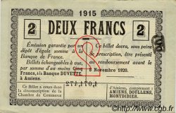 2 Francs FRANCE regionalism and miscellaneous Amiens 1915 JP.007.46 AU+