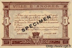 1 Franc Spécimen FRANCE Regionalismus und verschiedenen Angers  1915 JP.008.02 fST to ST