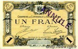 1 Franc Annulé FRANCE regionalism and miscellaneous Angoulême 1915 JP.009.05 AU+