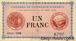 1 Franc FRANCE regionalism and miscellaneous Annecy 1915 JP.010.01 VF - XF
