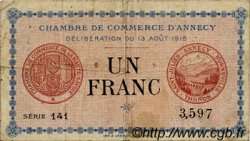 1 Franc FRANCE régionalisme et divers Annecy 1915 JP.010.01 TB