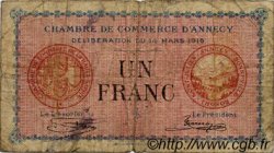 1 Franc FRANCE regionalism and various Annecy 1916 JP.010.05 F