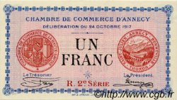 1 Franc FRANCE regionalism and miscellaneous Annecy 1917 JP.010.12 AU+