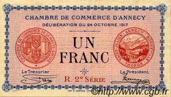 1 Franc FRANCE regionalism and miscellaneous Annecy 1917 JP.010.12 VF - XF