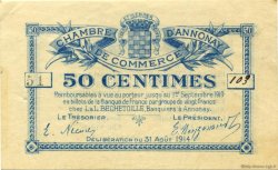 50 Centimes FRANCE regionalismo e varie Annonay 1914 JP.011.07 BB to SPL