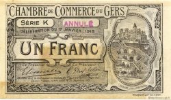 1 Franc Annulé FRANCE regionalism and miscellaneous Auch 1918 JP.015.16 VF - XF