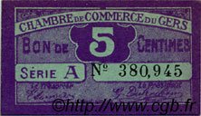 5 Centimes FRANCE regionalismo y varios Auch 1918 JP.015.38 SC a FDC