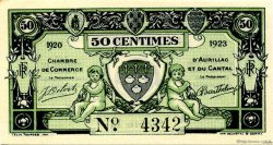 50 Centimes FRANCE regionalismo y varios Aurillac 1920 JP.016.14 SC a FDC