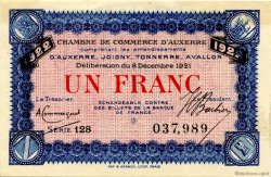 1 Franc FRANCE regionalismo y varios Auxerre 1921 JP.017.30 SC a FDC