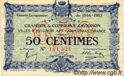 50 Centimes FRANCE regionalismo e varie Avignon 1915 JP.018.13 BB to SPL