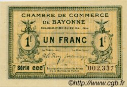 1 Franc FRANCE regionalismo y varios Bayonne 1916 JP.021.32 SC a FDC