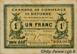 1 Franc FRANCE régionalisme et divers Bayonne 1916 JP.021.32 TB