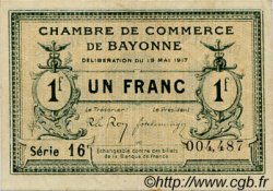 1 Franc FRANCE Regionalismus und verschiedenen Bayonne 1917 JP.021.45 SS to VZ