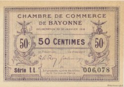 50 Centimes FRANCE regionalism and various Bayonne 1918 JP.021.55 AU+