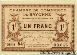 1 Franc FRANCE regionalism and miscellaneous Bayonne 1918 JP.021.59 AU+