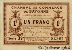 1 Franc FRANCE regionalismo e varie Bayonne 1918 JP.021.59 BB to SPL