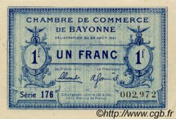 1 Franc FRANCE regionalismo y varios Bayonne 1921 JP.021.70 SC a FDC