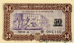 50 Centimes FRANCE regionalismo y varios Belfort 1921 JP.023.56 SC a FDC