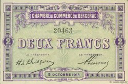 2 Francs FRANCE regionalism and various Bergerac 1914 JP.024.06 AU+