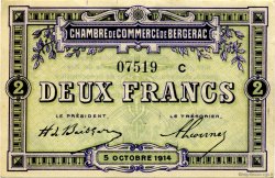2 Francs FRANCE regionalismo y varios Bergerac 1914 JP.024.19 SC a FDC