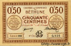 50 Centimes FRANCE Regionalismus und verschiedenen Béthune 1915 JP.026.01 SS to VZ