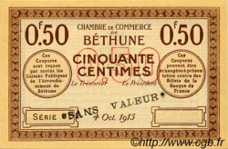 50 Centimes Spécimen FRANCE regionalismo y varios Béthune 1915 JP.026.03 SC a FDC