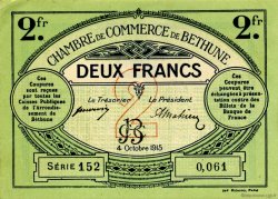 2 Francs FRANCE regionalism and miscellaneous Béthune 1915 JP.026.10 AU+