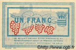 1 Franc FRANCE regionalismo y varios Béziers 1915 JP.027.17 SC a FDC