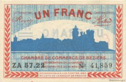 1 Franc FRANCE regionalism and miscellaneous Béziers 1918 JP.027.23 AU+
