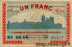 1 Franc FRANCE régionalisme et divers Béziers 1920 JP.027.30 TB