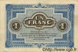 1 Franc FRANCE Regionalismus und verschiedenen Bordeaux 1917 JP.030.14 SS to VZ