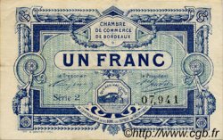 1 Franc FRANCE regionalismo e varie Bordeaux 1917 JP.030.21 BB to SPL