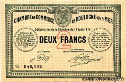 2 Francs FRANCE regionalismo y varios Boulogne-Sur-Mer  1914 JP.031.07 SC a FDC